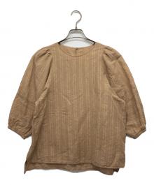 23区（ニジュウサンク）の古着「カラミストライプパフスリーブブラウス」｜ブラウン