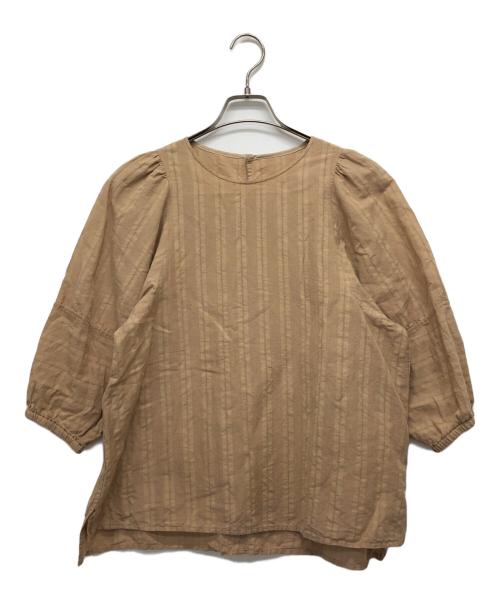 23区（ニジュウサンク）23区 (ニジュウサンク) カラミストライプパフスリーブブラウス ブラウン サイズ:38の古着・服飾アイテム