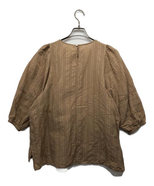 23区（ニジュウサンク）23区 (ニジュウサンク) カラミストライプパフスリーブブラウス ブラウン サイズ:38の古着・服飾アイテム
