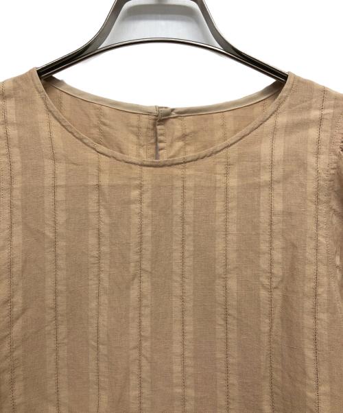 23区（ニジュウサンク）23区 (ニジュウサンク) カラミストライプパフスリーブブラウス ブラウン サイズ:38の古着・服飾アイテム