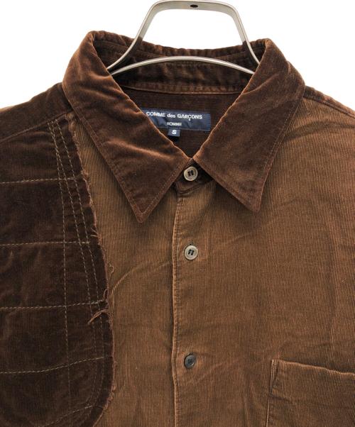 COMME des GARCONS HOMME（コムデギャルソン オム）COMME des GARCONS HOMME (コムデギャルソン オム) ベロア切替コーデュロイシャツ ブラウン サイズ:Sの古着・服飾アイテム