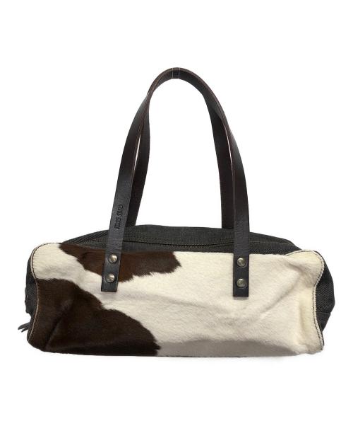 MIU MIU（ミュウミュウ）MIU MIU (ミュウミュウ) デニムハラコハンドバッグ ホワイトの古着・服飾アイテム