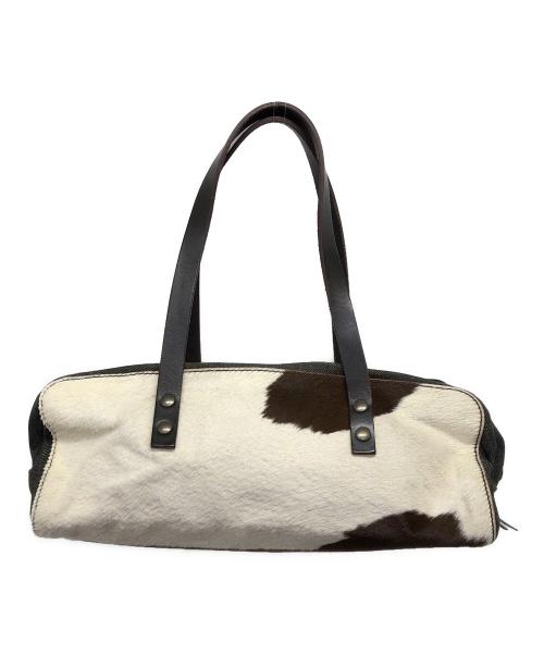 MIU MIU（ミュウミュウ）MIU MIU (ミュウミュウ) デニムハラコハンドバッグ ホワイトの古着・服飾アイテム