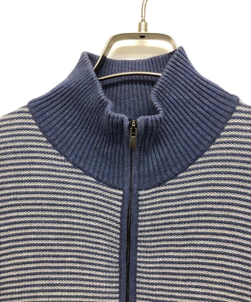 MORGANO（モルガーノ）MORGANO (モルガーノ) ジップニットジャケット ブルー サイズ:記載なしの古着・服飾アイテム