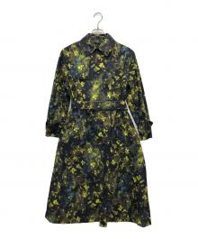 TOMORROW LAND collection（トゥモローランドコレクション）の古着「フラワーストーンプリント トレンチコート」｜黄緑×ネイビー