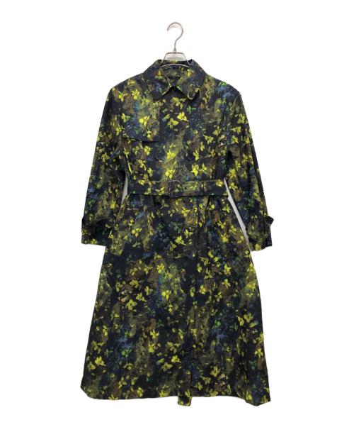 TOMORROW LAND collection（トゥモローランドコレクション）TOMORROW LAND collection (トゥモローランドコレクション) フラワーストーンプリント トレンチコート 黄緑×ネイビー サイズ:36の古着・服飾アイテム