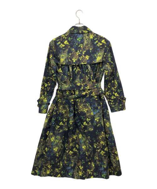 TOMORROW LAND collection（トゥモローランドコレクション）TOMORROW LAND collection (トゥモローランドコレクション) フラワーストーンプリント トレンチコート 黄緑×ネイビー サイズ:36の古着・服飾アイテム