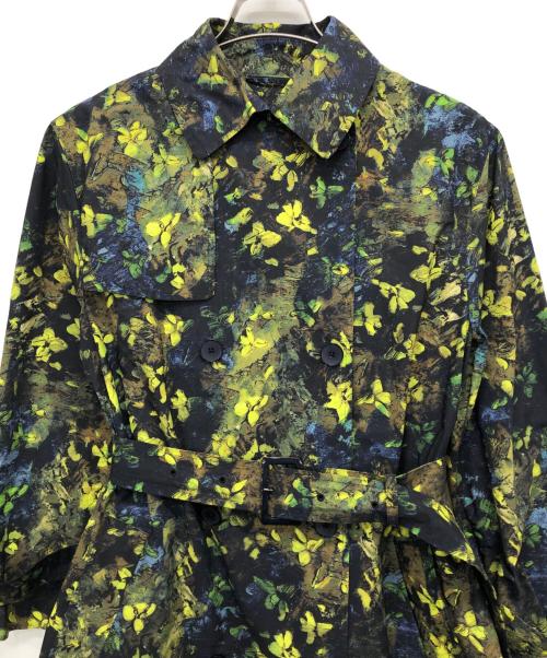 TOMORROW LAND collection（トゥモローランドコレクション）TOMORROW LAND collection (トゥモローランドコレクション) フラワーストーンプリント トレンチコート 黄緑×ネイビー サイズ:36の古着・服飾アイテム