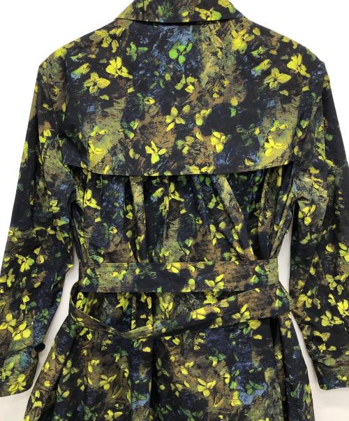 TOMORROW LAND collection（トゥモローランドコレクション）TOMORROW LAND collection (トゥモローランドコレクション) フラワーストーンプリント トレンチコート 黄緑×ネイビー サイズ:36の古着・服飾アイテム