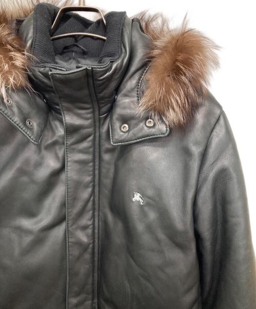 BURBERRY BLACK LABEL（バーバリーブラックレーベル）BURBERRY BLACK LABEL (バーバリーブラックレーベル) フォックスファーラムレザーダウンジャケット ブラック サイズ:Lの古着・服飾アイテム
