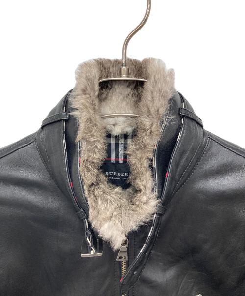 BURBERRY BLACK LABEL（バーバリーブラックレーベル）BURBERRY BLACK LABEL (バーバリーブラックレーベル) ラムレザージャケット ブラック サイズ:Lの古着・服飾アイテム