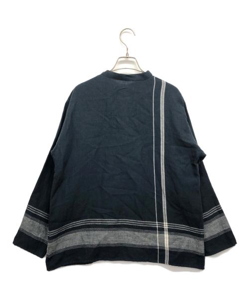 Conges payes ADIEU TRISTESSE（コンジェ ペイエ アデュートリステス）Conges payes ADIEU TRISTESSE (コンジェ ペイエ アデュートリステス) パネルストライプブラウス ネイビー サイズ:記載無しの古着・服飾アイテム