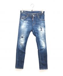DSQUARED2（ディースクエアード）の古着「ペイントダメージ加工デニムパンツ」｜インディゴ