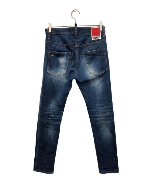 DSQUARED2（ディースクエアード）DSQUARED2 (ディースクエアード) ペイントダメージ加工デニムパンツ インディゴ サイズ:44の古着・服飾アイテム