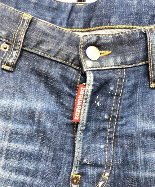 DSQUARED2（ディースクエアード）DSQUARED2 (ディースクエアード) ペイントダメージ加工デニムパンツ インディゴ サイズ:44の古着・服飾アイテム