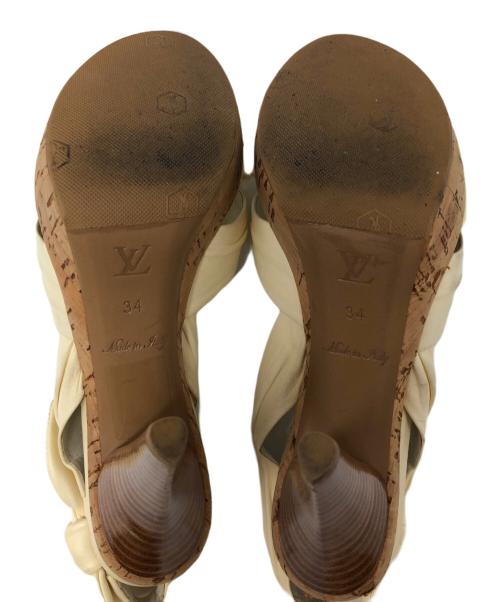 LOUIS VUITTON（ルイ ヴィトン）LOUIS VUITTON (ルイ ヴィトン) カーフリボンサンダル ベージュ サイズ:34の古着・服飾アイテム