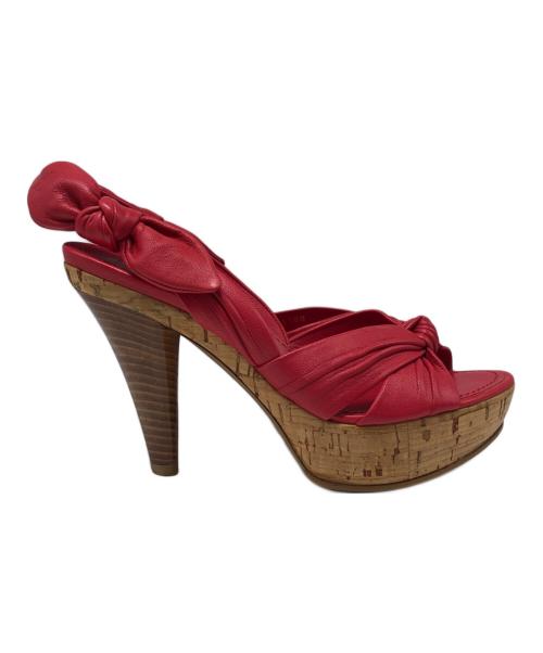 LOUIS VUITTON（ルイ ヴィトン）LOUIS VUITTON (ルイ ヴィトン) カーフリボンサンダル レッド サイズ:34の古着・服飾アイテム