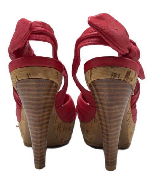 LOUIS VUITTON（ルイ ヴィトン）LOUIS VUITTON (ルイ ヴィトン) カーフリボンサンダル レッド サイズ:34の古着・服飾アイテム