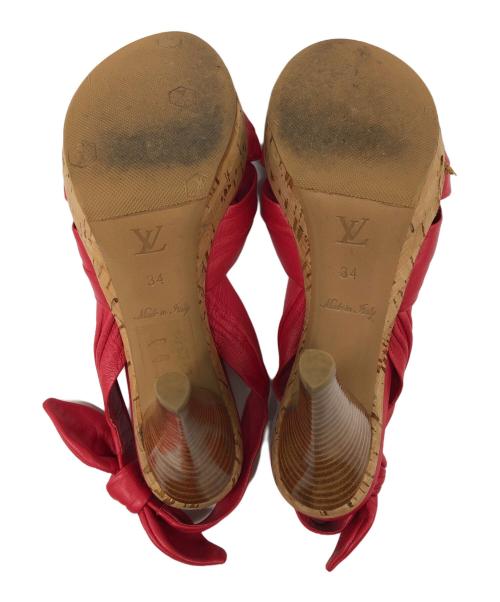 LOUIS VUITTON（ルイ ヴィトン）LOUIS VUITTON (ルイ ヴィトン) カーフリボンサンダル レッド サイズ:34の古着・服飾アイテム