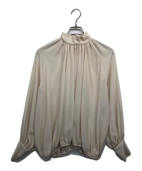 BEIGE（ベイジ）BEIGE (ベイジ) スタンドカラーギャザーブラウス アイボリーの古着・服飾アイテム