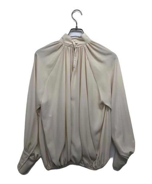 BEIGE（ベイジ）BEIGE (ベイジ) スタンドカラーギャザーブラウス アイボリーの古着・服飾アイテム