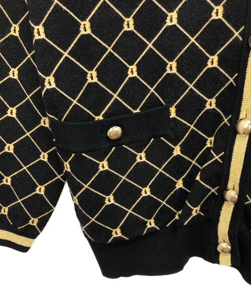 allureville（アルアバイル）allureville (アルアバイル) ロープパターンジャガードカーディガン ブラック サイズ:2の古着・服飾アイテム