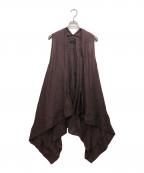 MOYURUモユル）の古着「リネンベスト」｜ブラウン