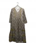 ne quittez pasヌキテパ）の古着「アラベスクプリントワンピース」｜イエロー