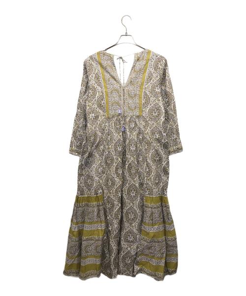 ne quittez pas（ヌキテパ）ne quittez pas (ヌキテパ) アラベスクプリントワンピース イエロー サイズ:Mの古着・服飾アイテム