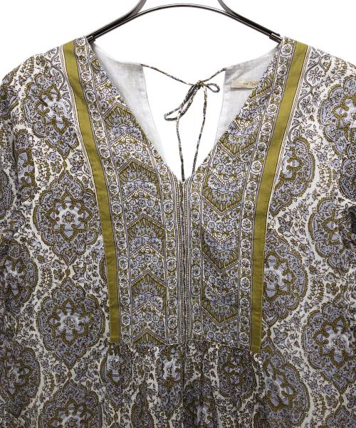 ne quittez pas（ヌキテパ）ne quittez pas (ヌキテパ) アラベスクプリントワンピース イエロー サイズ:Mの古着・服飾アイテム