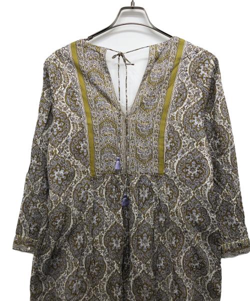 ne quittez pas（ヌキテパ）ne quittez pas (ヌキテパ) アラベスクプリントワンピース イエロー サイズ:Mの古着・服飾アイテム