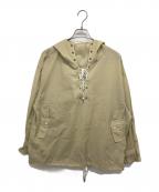 BEARDSLEYビアズリー）の古着「ナイロンレースアッププルオーバーパーカー」｜ベージュ