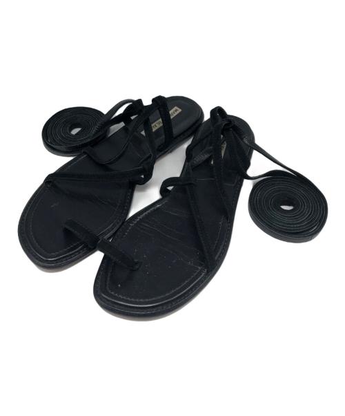 Manolo Blahnik（マノロブラニク）Manolo Blahnik (マノロブラニク) レースアップサンダル ブラック サイズ:38の古着・服飾アイテム