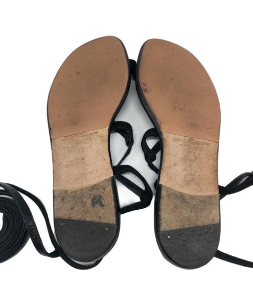 Manolo Blahnik（マノロブラニク）Manolo Blahnik (マノロブラニク) レースアップサンダル ブラック サイズ:38の古着・服飾アイテム