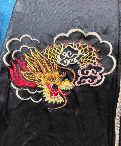 花旅楽団（ハナタビガクダン）花旅楽団 (ハナタビガクダン) リバーシブルスカジャン ブルー サイズ:Lの古着・服飾アイテム