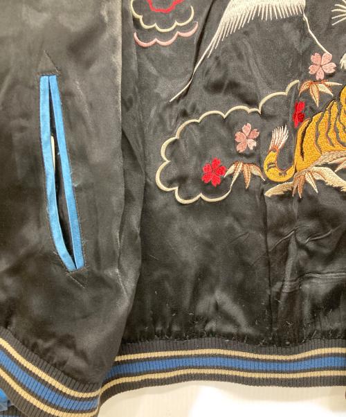 花旅楽団（ハナタビガクダン）花旅楽団 (ハナタビガクダン) リバーシブルスカジャン ブルー サイズ:Lの古着・服飾アイテム