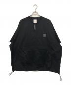 Stripes For Creativeストライプ フォー クリエイティブ）の古着「HALF ZIP NYLON SHIRT」｜ブラック