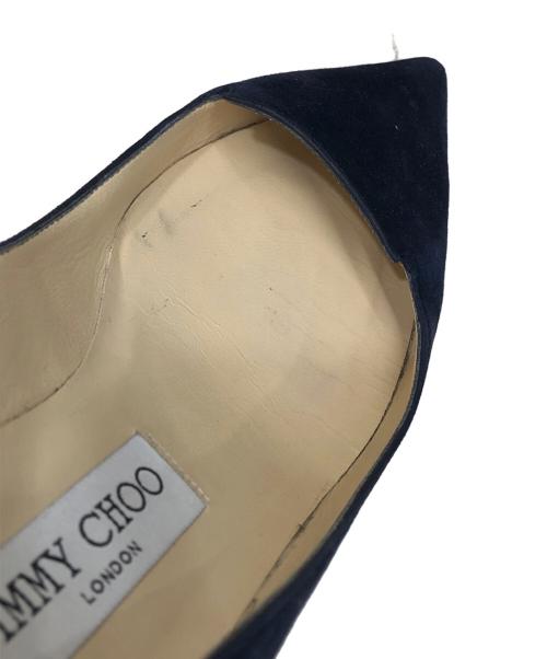 JIMMY CHOO（ジミーチュウ）JIMMY CHOO (ジミーチュウ) スウェードパンプス ネイビー サイズ:37 1/2の古着・服飾アイテム
