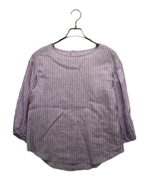 UNTITLED（アンタイトル）UNTITLED (アンタイトル) リネンストライプブラウス パープル サイズ:4の古着・服飾アイテム