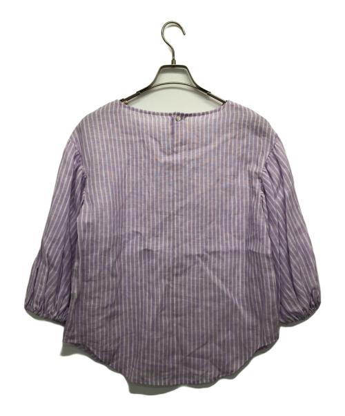 UNTITLED（アンタイトル）UNTITLED (アンタイトル) リネンストライプブラウス パープル サイズ:4の古着・服飾アイテム