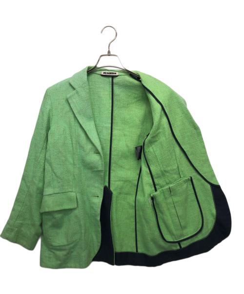 JIL SANDER（ジルサンダー）JIL SANDER (ジルサンダー) リネン混テーラードジャケット 黄緑 サイズ:36の古着・服飾アイテム