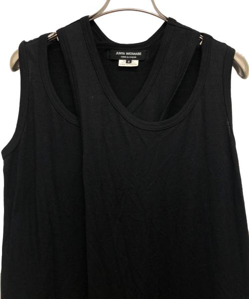 JUNYA WATANABE COMME des GARCONS（(ジュンヤワタナベ コムデギャルソン）JUNYA WATANABE COMME des GARCONS ((ジュンヤワタナベ コムデギャルソン) ウールポリエステル異素材切替ドッキングプリーツワンピース ブラック×レッド サイズ:Sの古着・服飾アイテム