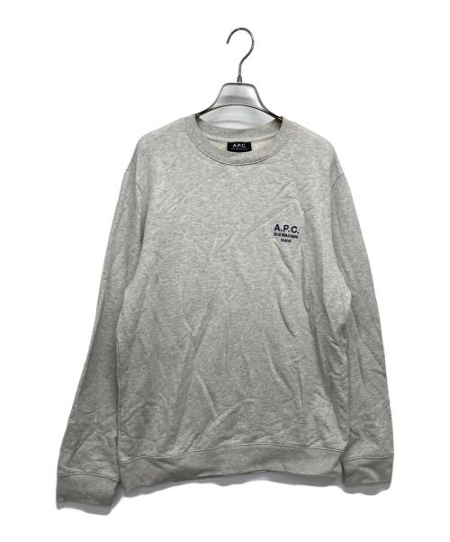A.P.C.（アーペーセー）A.P.C. (アーペーセー) ロゴ刺繍クルーネックスウェット グレー サイズ:Lの古着・服飾アイテム