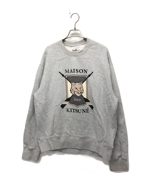 maison kitsune（メゾンキツネ）maison kitsune (メゾンキツネ) COLLEGE FOX PRINTED COMFORT SWEATSHIRT グレー サイズ:Lの古着・服飾アイテム