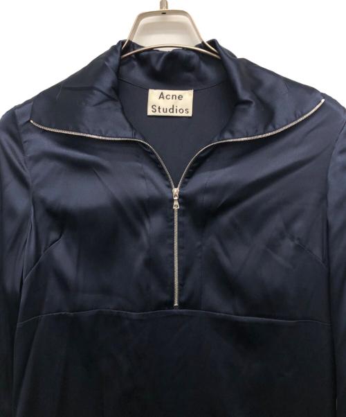 Acne studios（アクネ ストゥディオス）Acne studios (アクネ ストゥディオス) BURNELL SATIN PAW15/サテンブラウスワンピース ネイビー サイズ:XSの古着・服飾アイテム