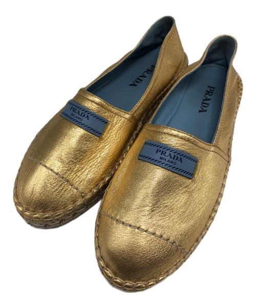 PRADA（プラダ）PRADA (プラダ) エスパドリーユ ゴールド サイズ:39の古着・服飾アイテム