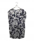 Max Mara WEEK END LINEマックスマーラ ウイークエンドライン）の古着「ボタニカル総柄ノースリーブワンピース」｜ネイビー