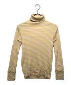 tamaki niimeタマキ ニイメ）の古着「タートルネックボーダーカットソー」｜イエロー