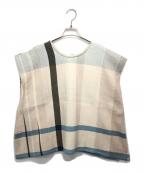 tamaki niimeタマキ ニイメ）の古着「ノースリーブカットソー」｜ベージュ×ブルー