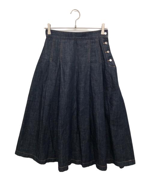 MACKINTOSH PHILOSOPHY（マッキントッシュ フィロソフィー）MACKINTOSH PHILOSOPHY (マッキントッシュ フィロソフィー) コットンリネンデニムプリーツスカート インディゴ サイズ:36の古着・服飾アイテム